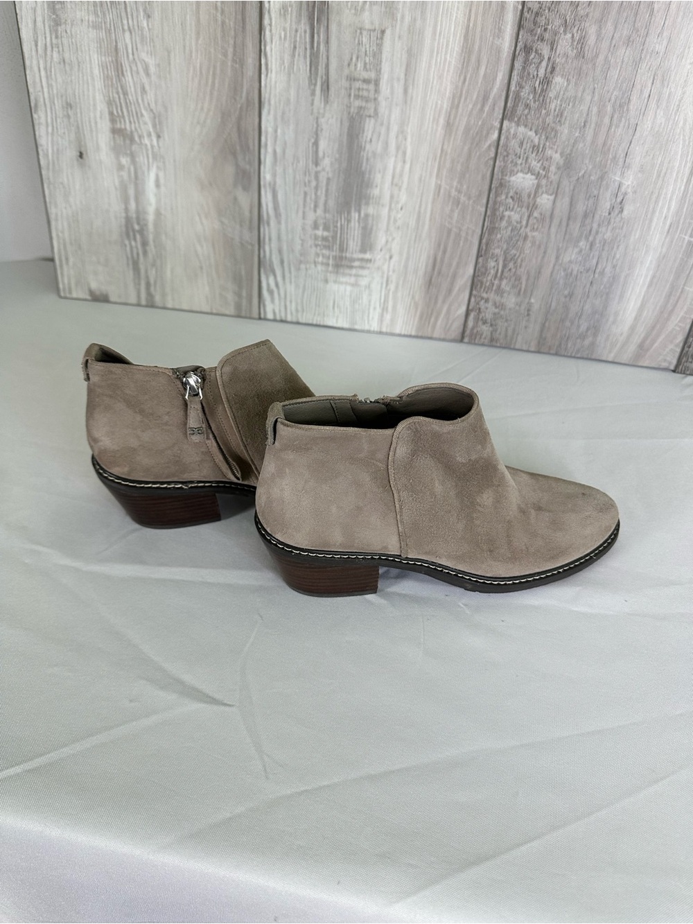 Suede Ankle Booties in Taupe -9.5